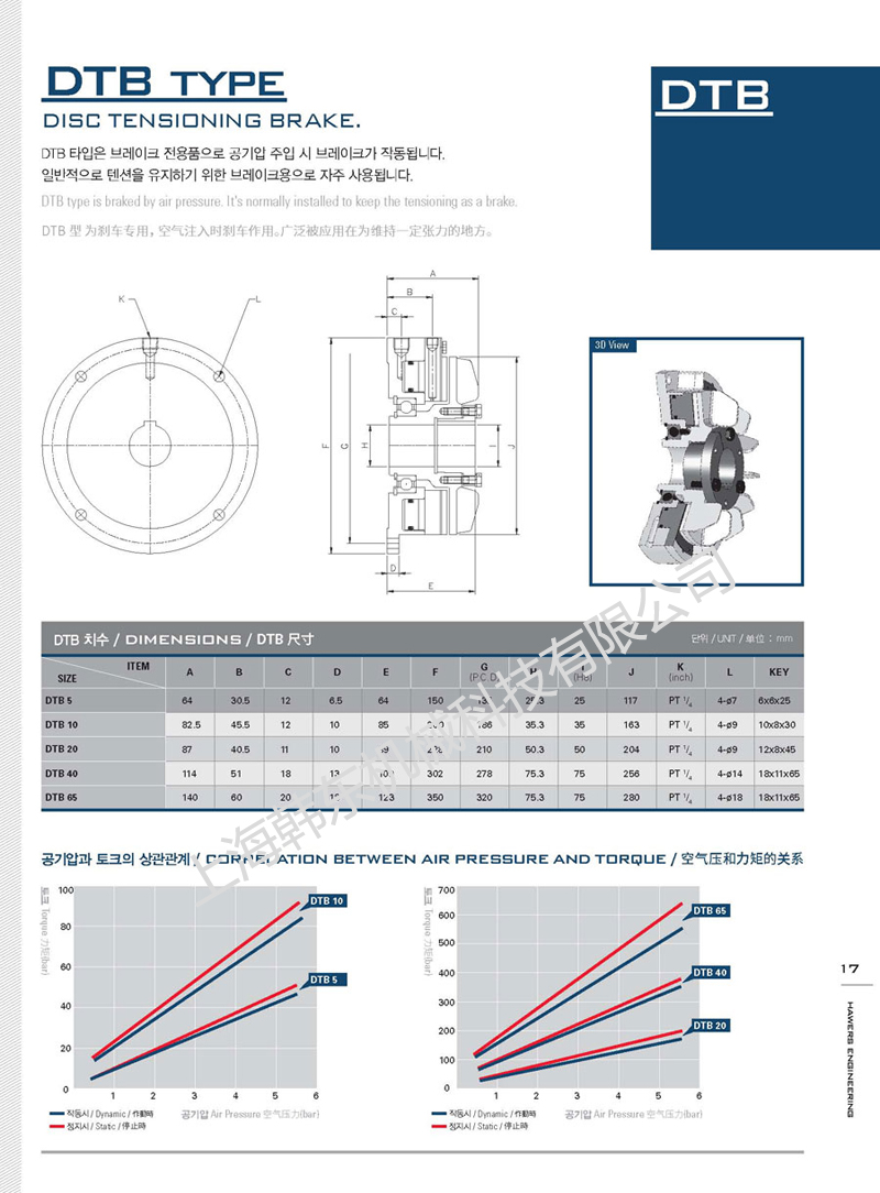 通軸氣動(dòng)剎車DTB型外形尺寸圖